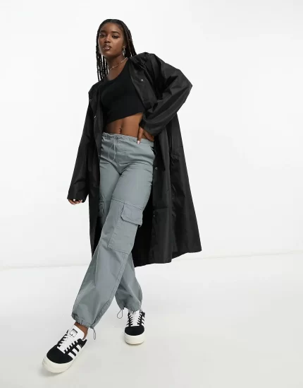 oversized rain parka in black