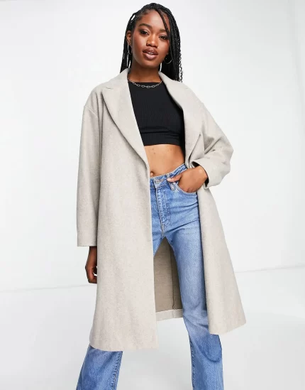 Vero Moda belted wrap coat in beige