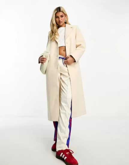 Weekday Daphne oversized formal coat in Cream