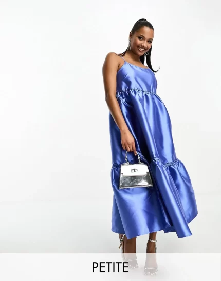 Y.A.S petite structured prom midi dress in blue