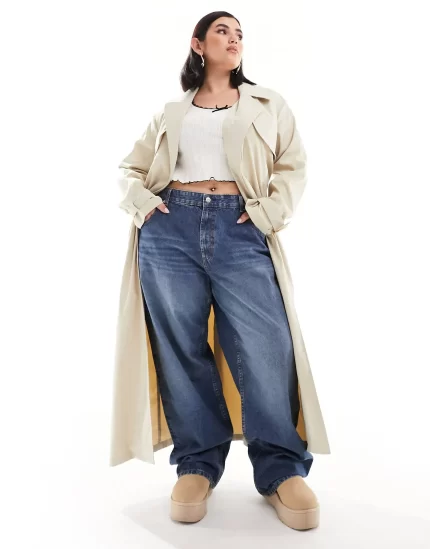 In The Style Plus trench coat in stone